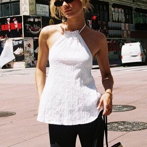 Princess Polly Textured White Halter Tank